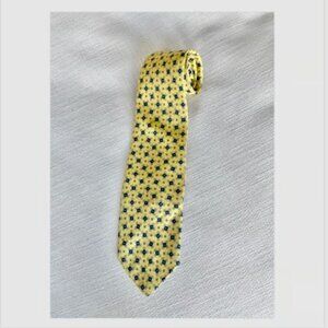 J. Crew 100% Silk Handmade Necktie Yellow Blue Geometric USA Formal Business